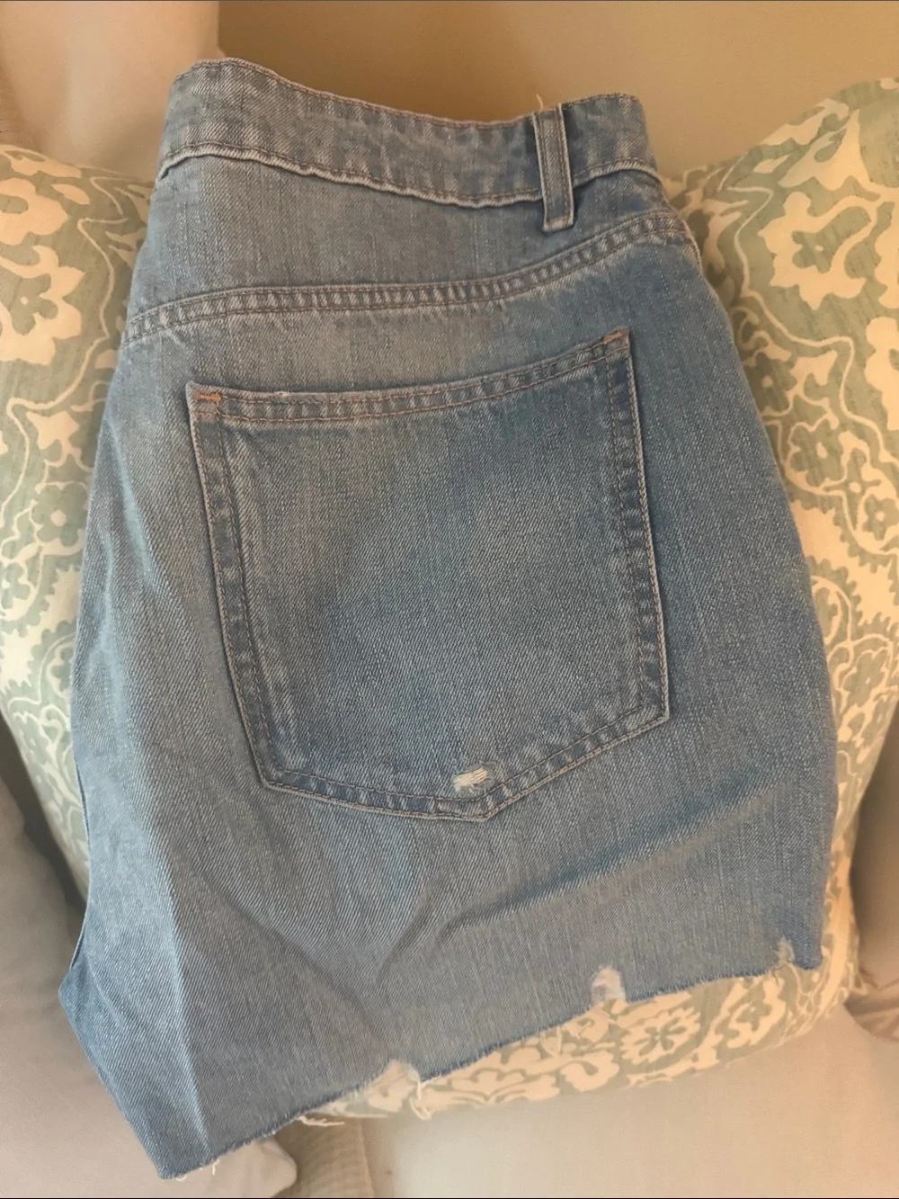 Zara Light Blue Distressed Denim Cutoff Shorts